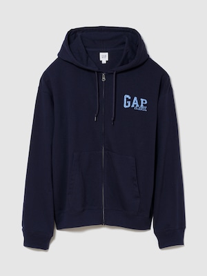 リラックスフィット GAPロゴ フレンチテリー ジップアップパーカー