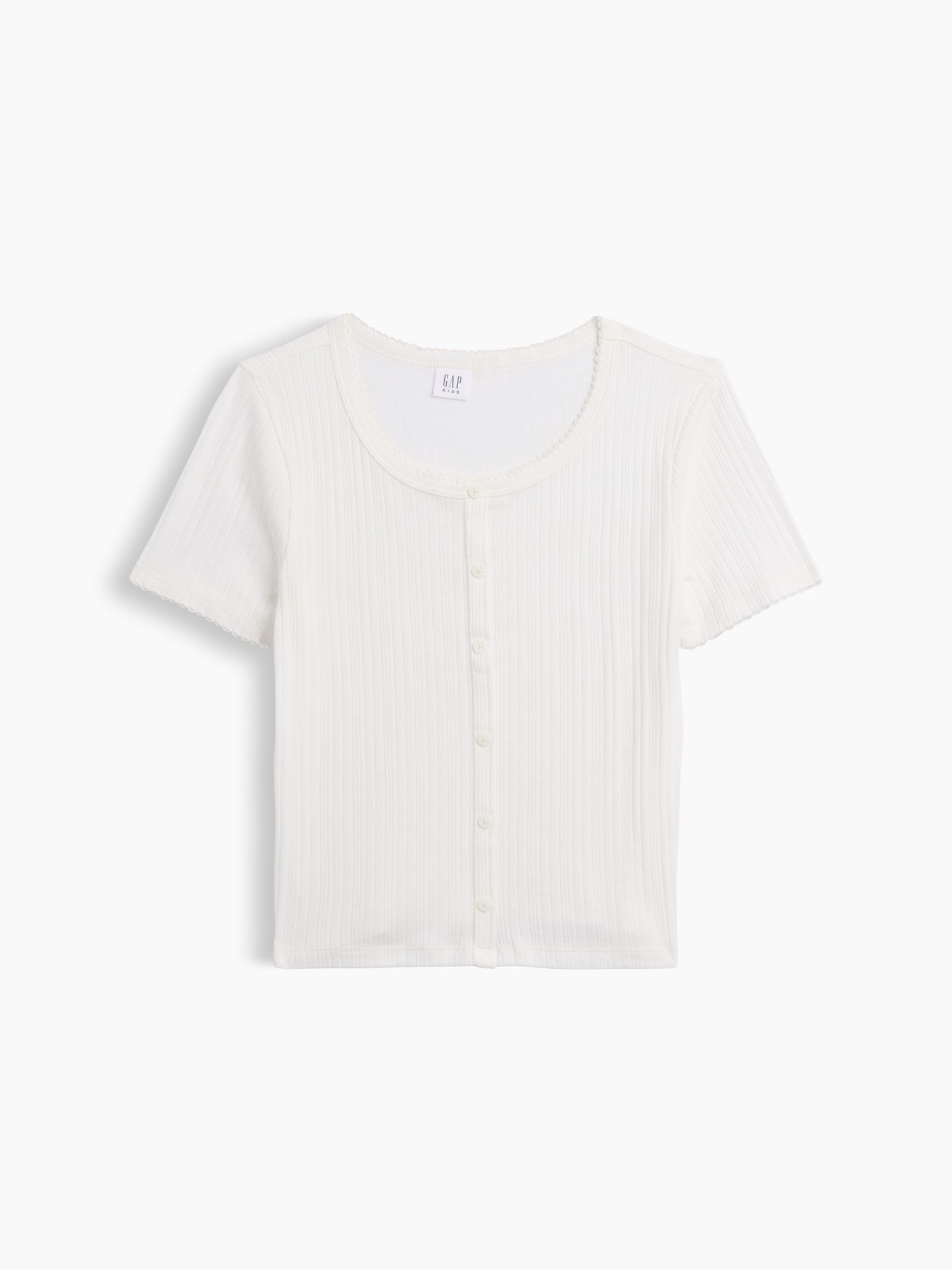 Kids Ribbed Button-Front Top