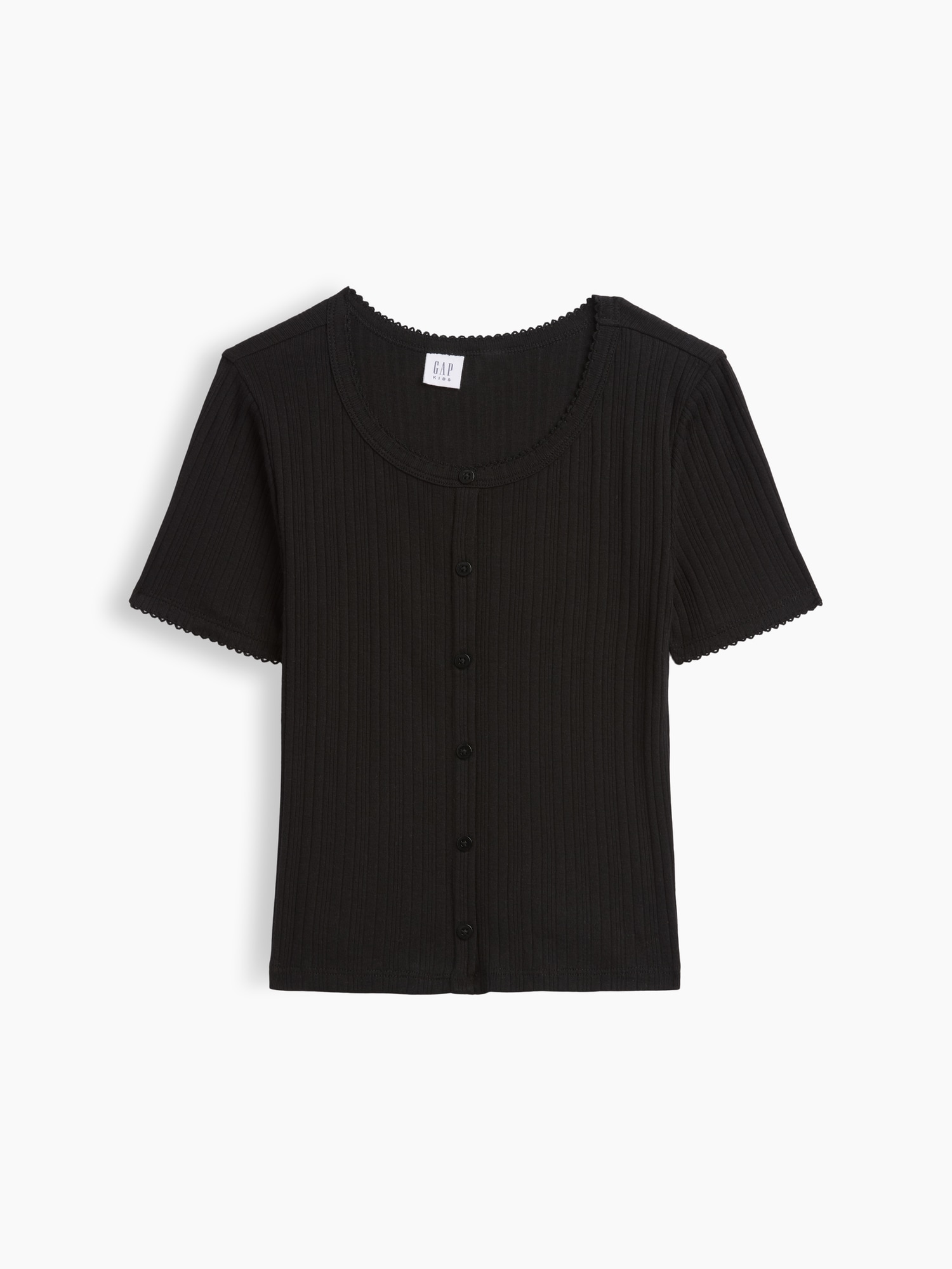 Kids Ribbed Button-Front Top