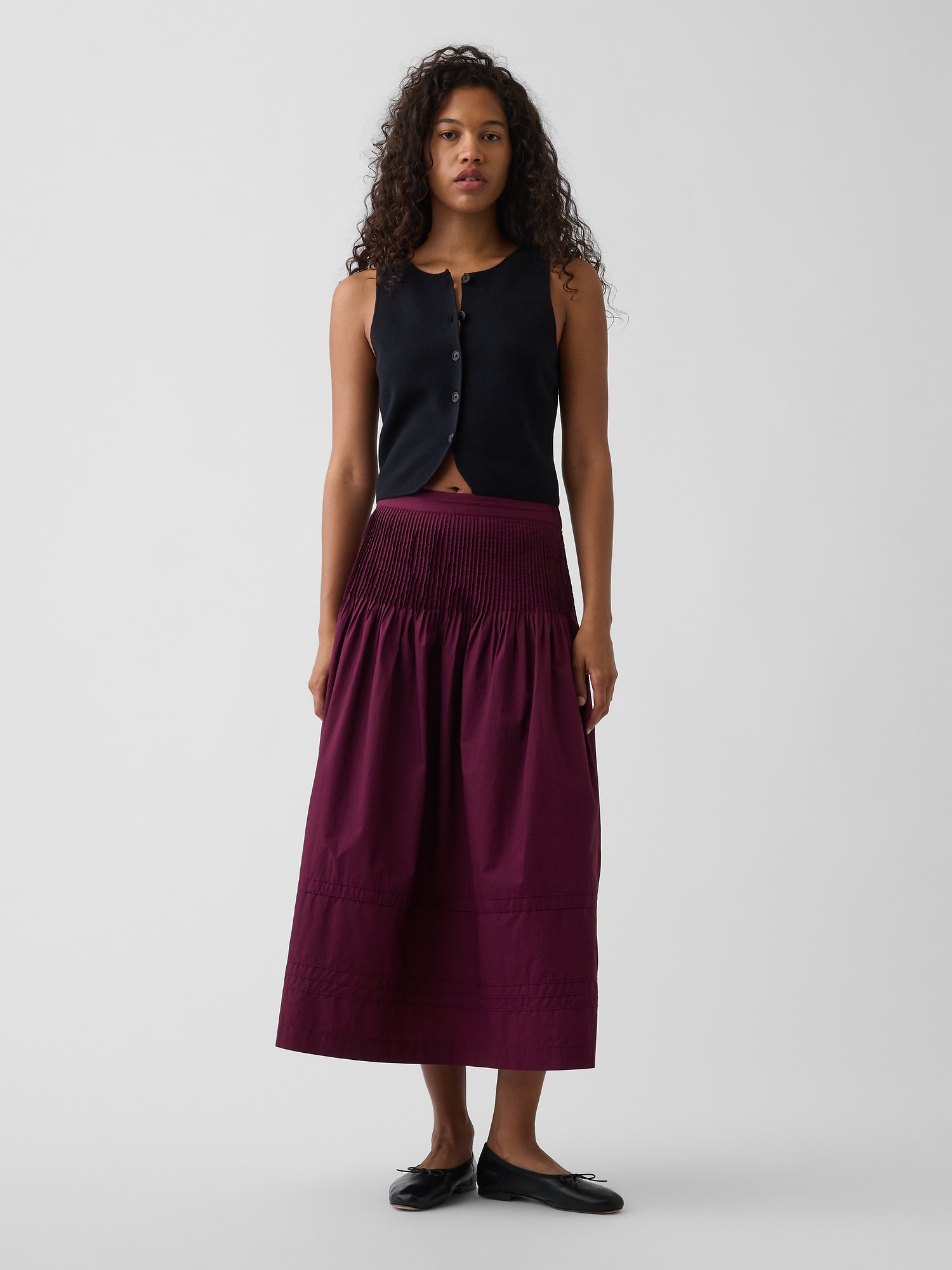 Poplin Pintuck Maxi Skirt | Gap