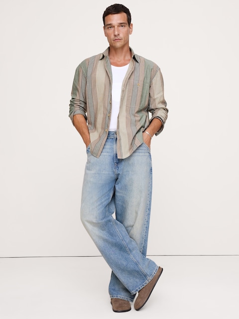 CHEMISE DÉCONTRACTÉE EN POPELINE DE COTON DÉLAVÉE
