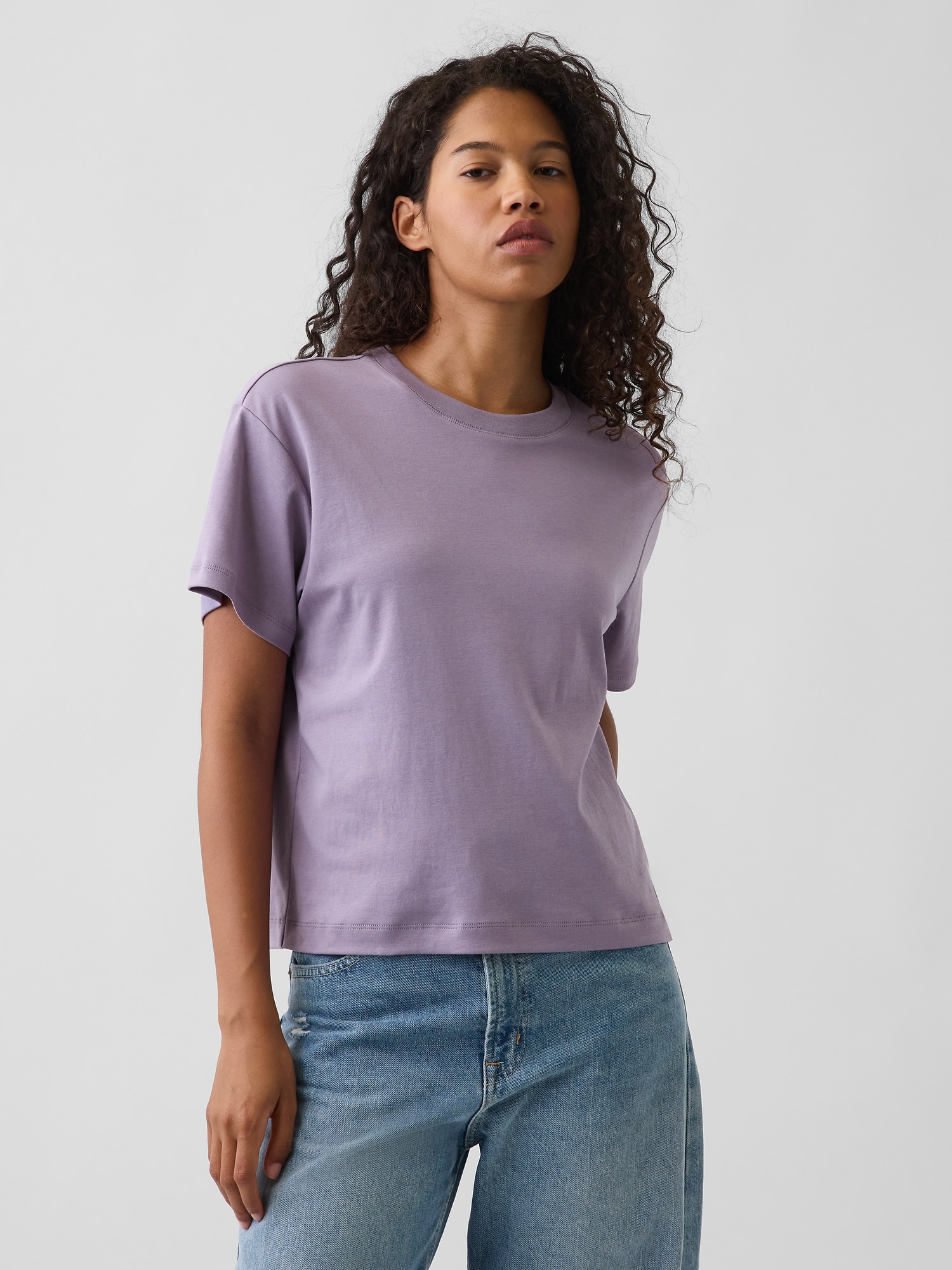 Gap Supima® Cotton Relaxed T-shirt In Dusty Mauve Purple