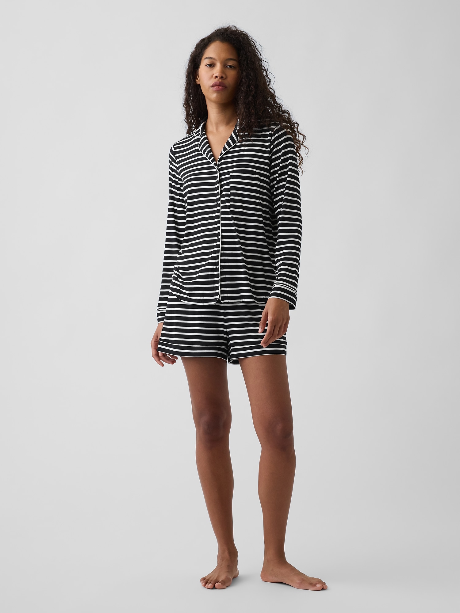 Gap Softest Modal Pj Shorts In Black & White Stripe