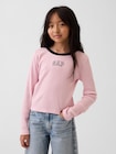 リブ クロップド リンガーTシャツ (キッズ)-0