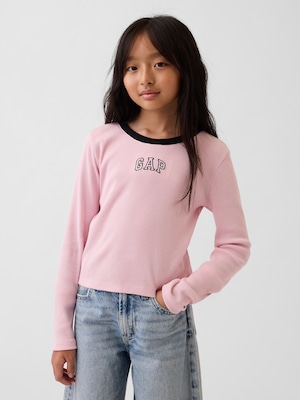 リブ クロップド リンガーTシャツ (キッズ)