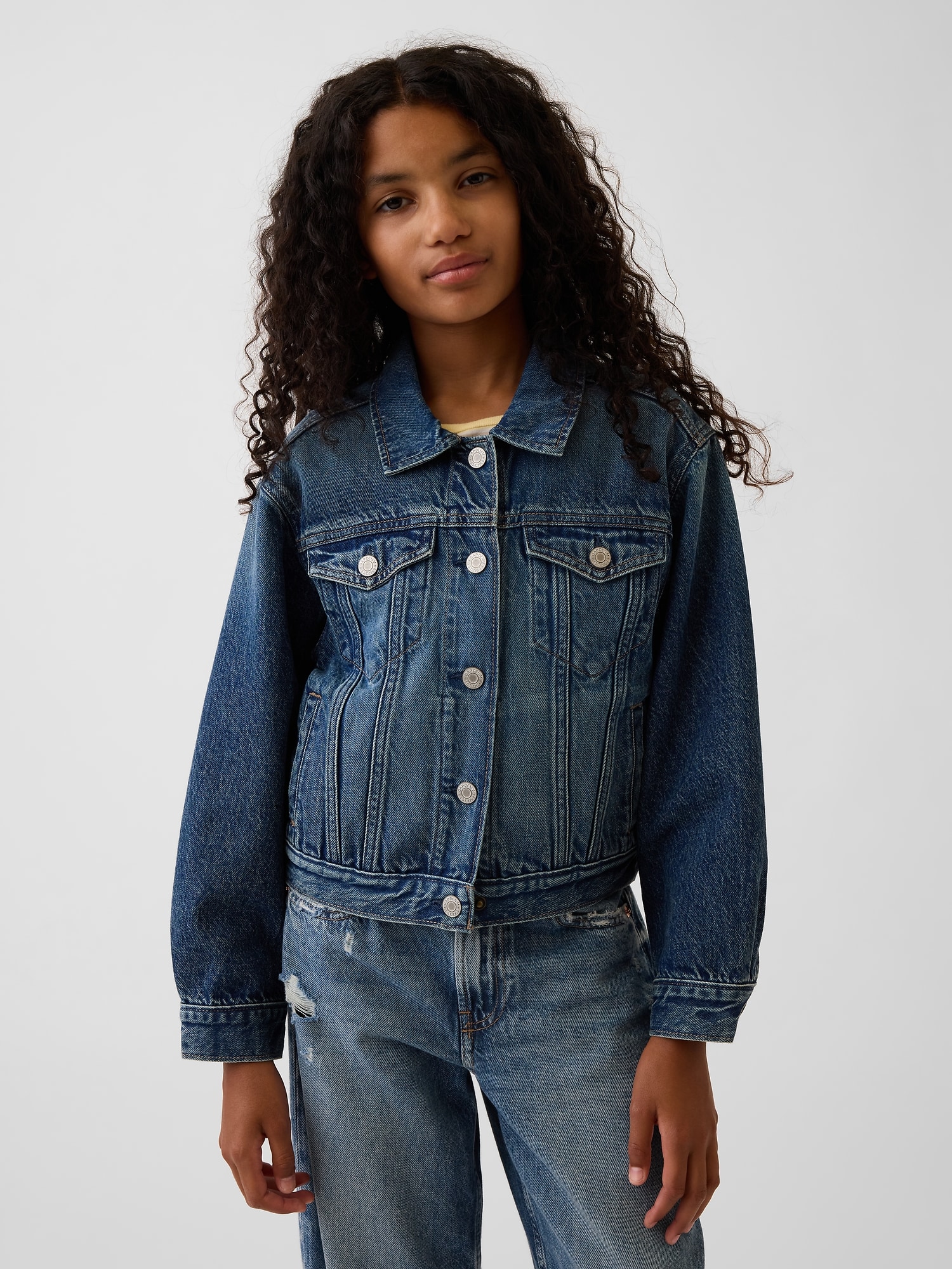 Cropped Puff Sleeve Denim Jacket | Gap