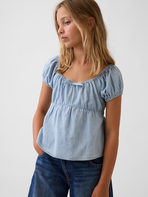 HAUT À MANCHES BOUFFANTES EN DENIM POUR ENFANT
