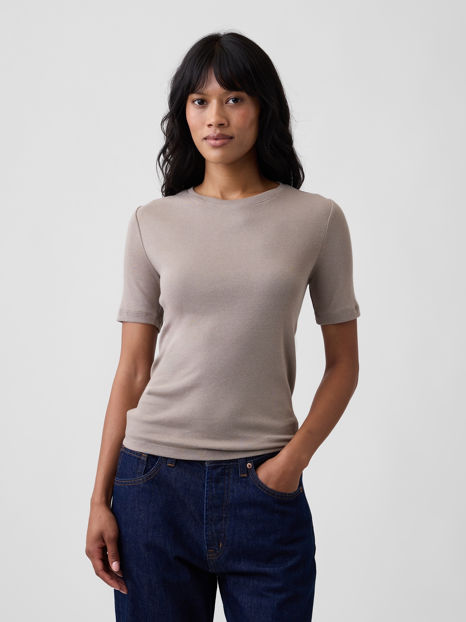 Modern Ribbed Crewneck T-Shirt