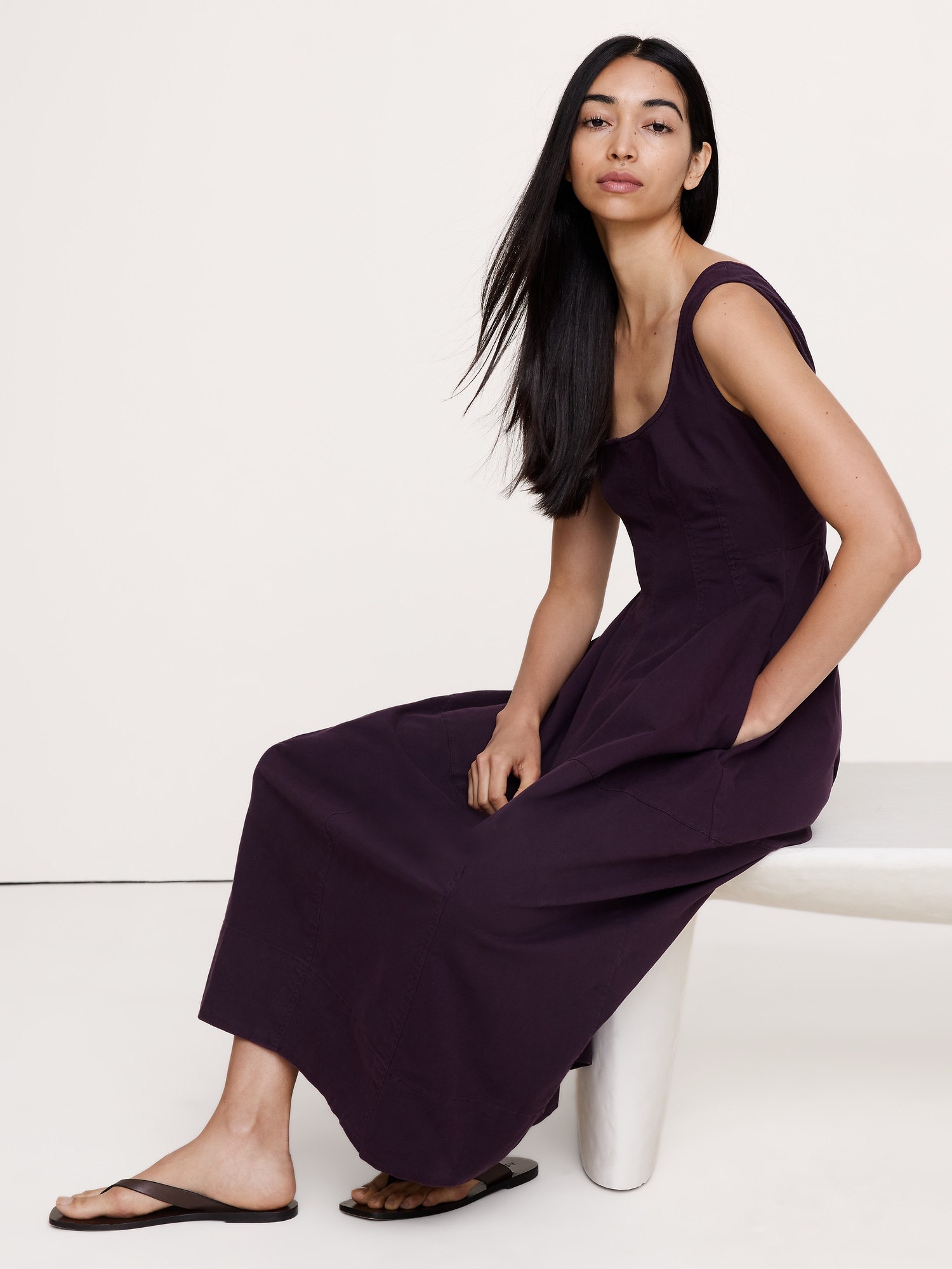 Stretch-Cotton Barrel Midi Dress