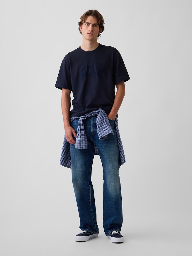 ヘビーウェイト リラックスフィット GAPロゴ クロップドTシャツ-1