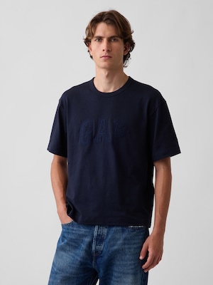 ヘビーウェイト リラックスフィット GAPロゴ クロップドTシャツ
