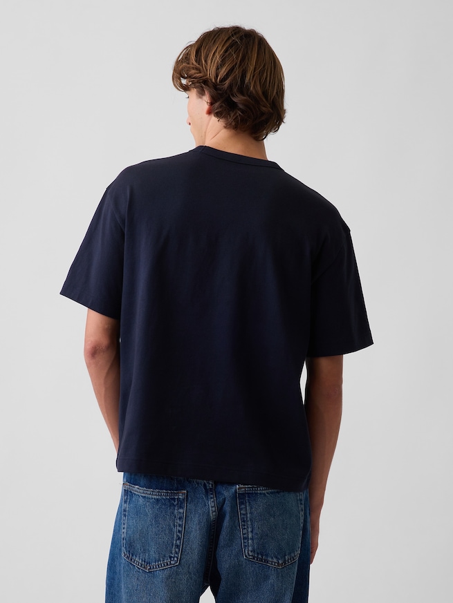 ヘビーウェイト リラックスフィット GAPロゴ クロップドTシャツ-2
