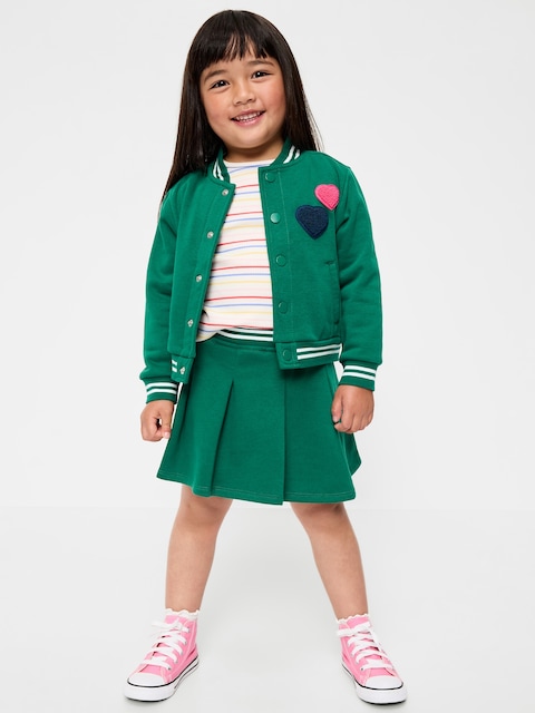 ENSEMBLE BLOUSON D'AVIATEUR ET JUPE PLISSÉE EN MOLLETON POUR TOUTE-PETITE