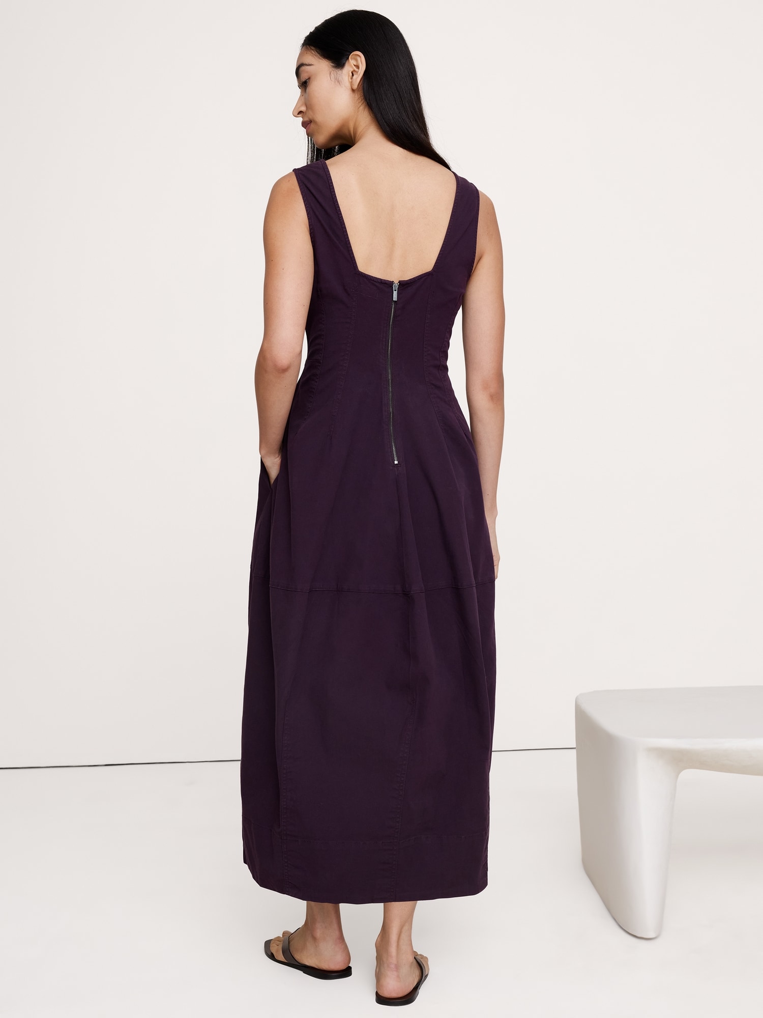 Stretch-Cotton Barrel Midi Dress