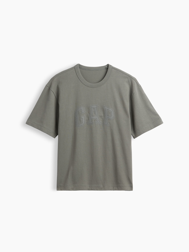 ヘビーウェイト リラックスフィット GAPロゴ クロップドTシャツ-2