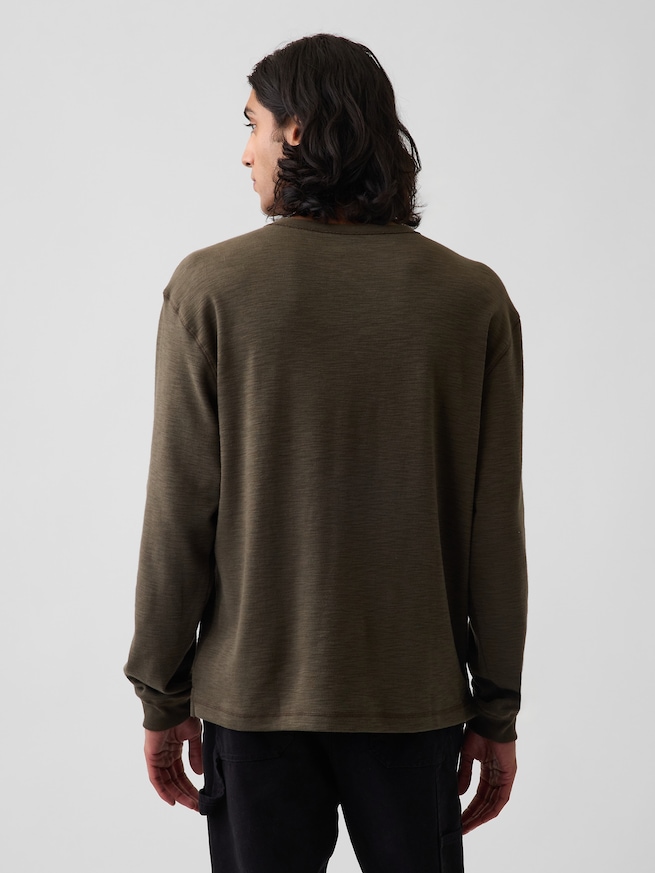 リラックスフィット ヘンリーネックTシャツ-2