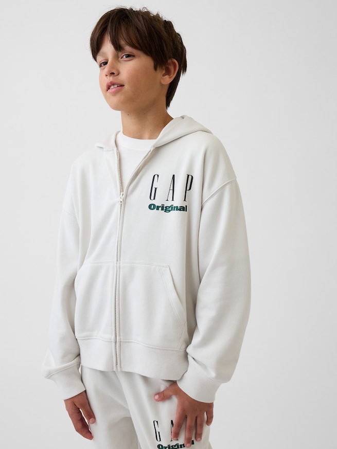 ヴィンテージソフト フレンチテリー リラックスフィット GAPロゴ ジップアップパーカー (キッズ)-0