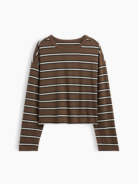 Knit Oversized Crop T-Shirt