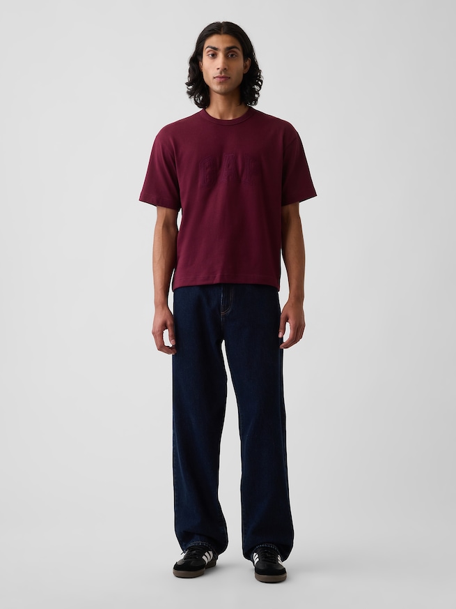 ヘビーウェイト リラックスフィット GAPロゴ クロップドTシャツ-1