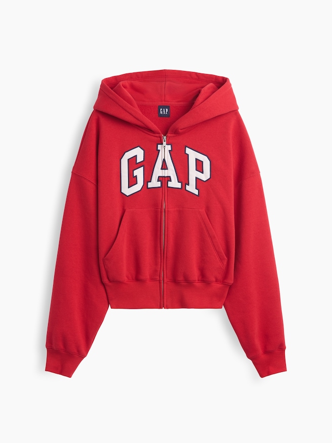 ヴィンテージソフト オーバーサイズ GAPロゴ ジップアップパーカー-4