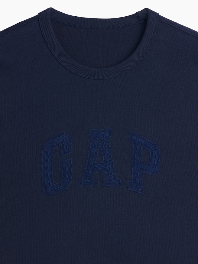 ヘビーウェイト リラックスフィット GAPロゴ クロップドTシャツ-3