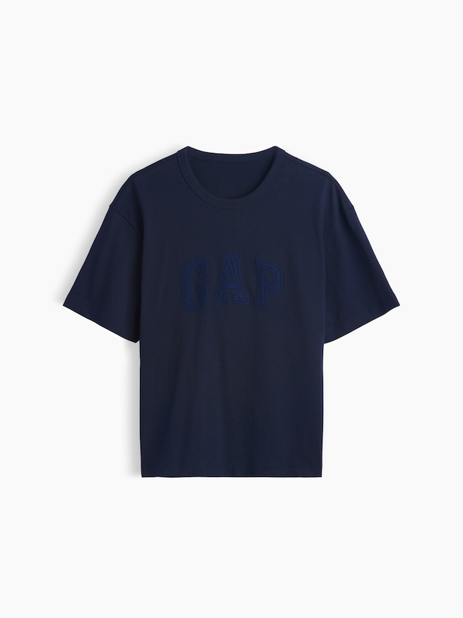 ヘビーウェイト リラックスフィット GAPロゴ クロップドTシャツ-4