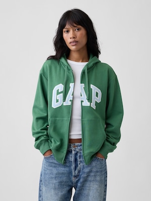 リラックスフィット GAPロゴ ジップアップパーカー