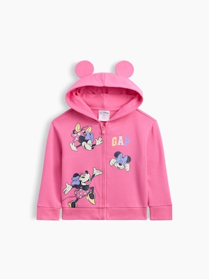 Gap x ディズニー ミニーマウス リラックスフィット グラフィック ジップアップパーカー