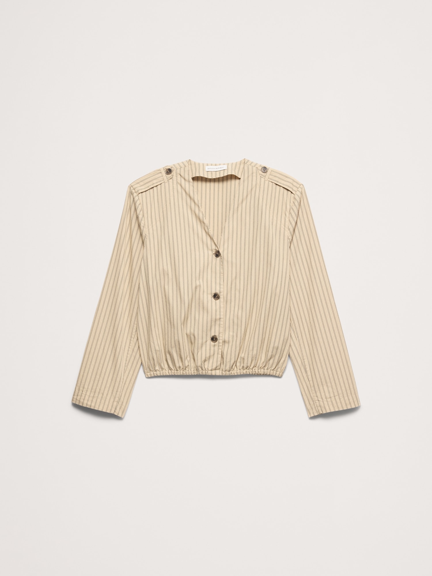Cotton Poplin Bubble-Hem Shirt