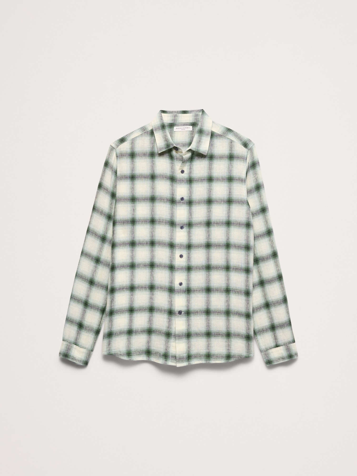 Standard-Fit Plaid Linen-Cotton Shirt
