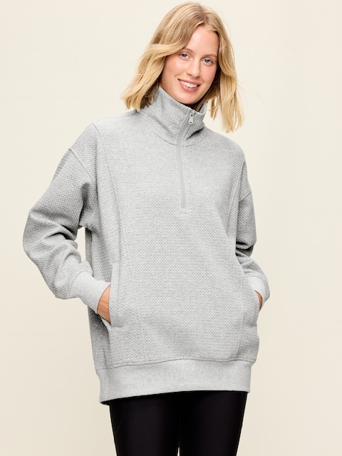 Dynamic Fleece Oversized Textured Tunic Sweatshirt