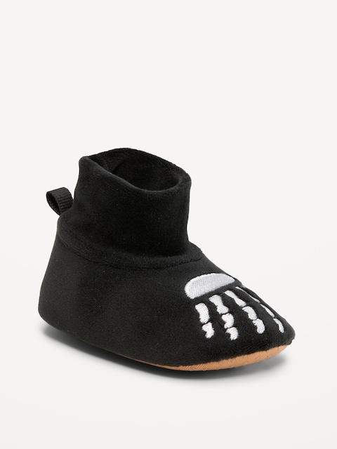PANTOUFLES EN VELOURS À MOTIF DE SQUELETTE POUR BÉBÉ