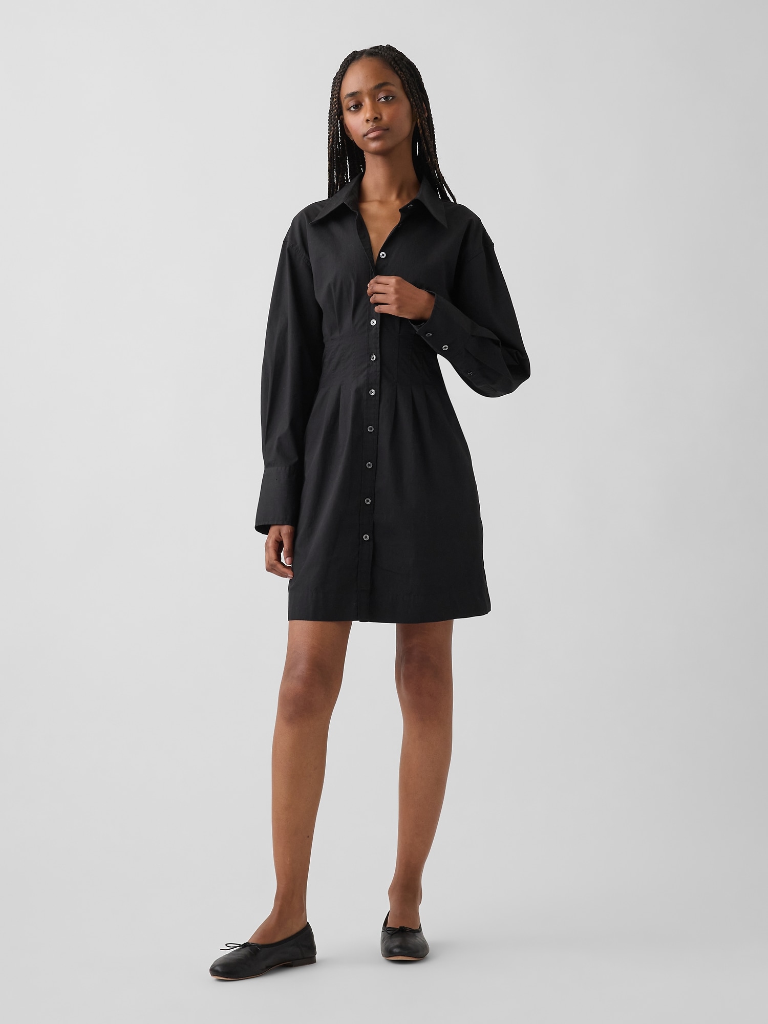 Gap公式オンラインストア | Organic Cotton Pleated Mini Shirtdress