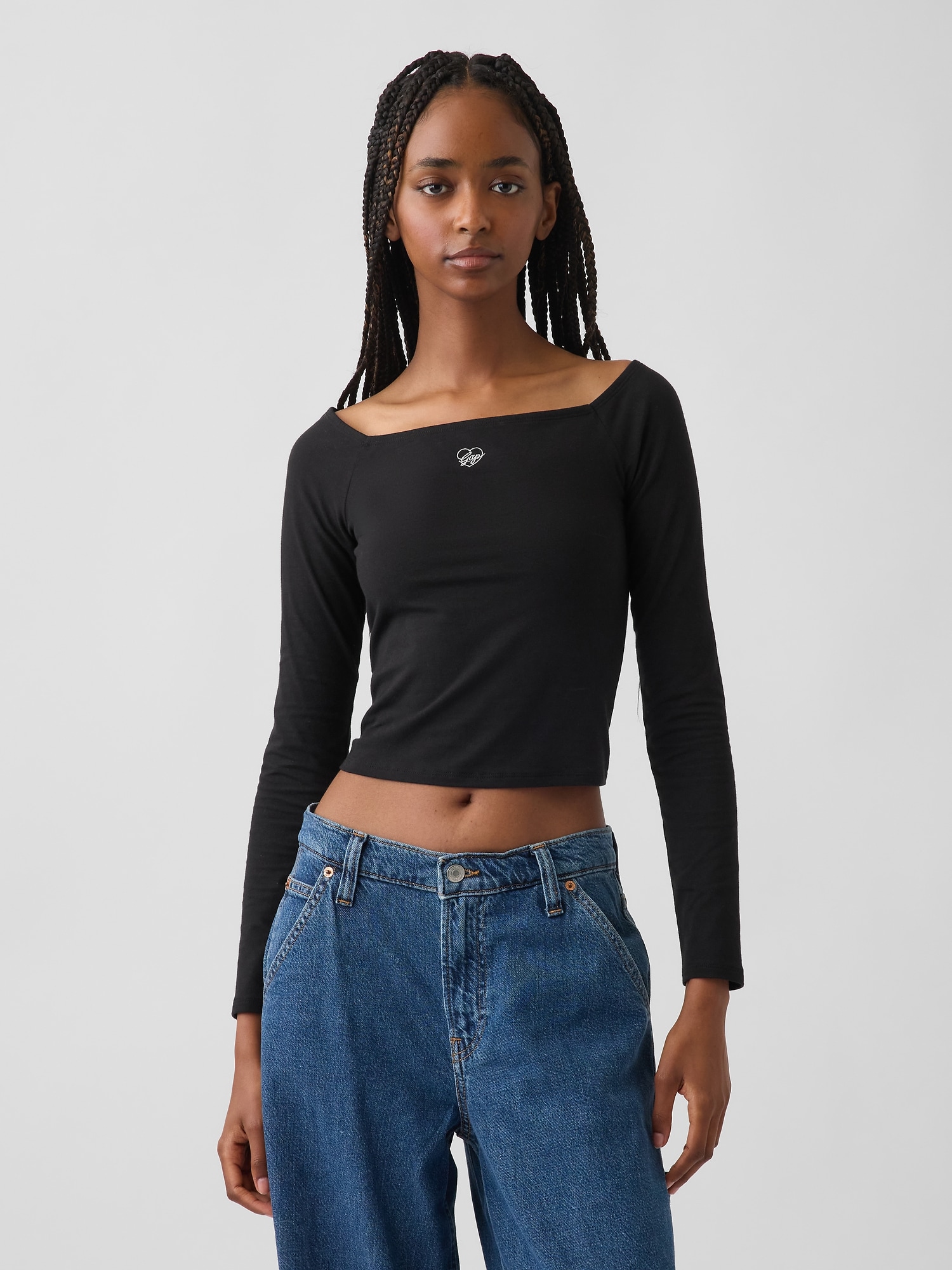 Gap公式オンラインストア | CloseKnit Jersey Gap Logo Off-Shoulder