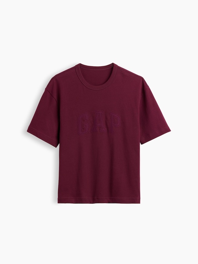 ヘビーウェイト リラックスフィット GAPロゴ クロップドTシャツ-4