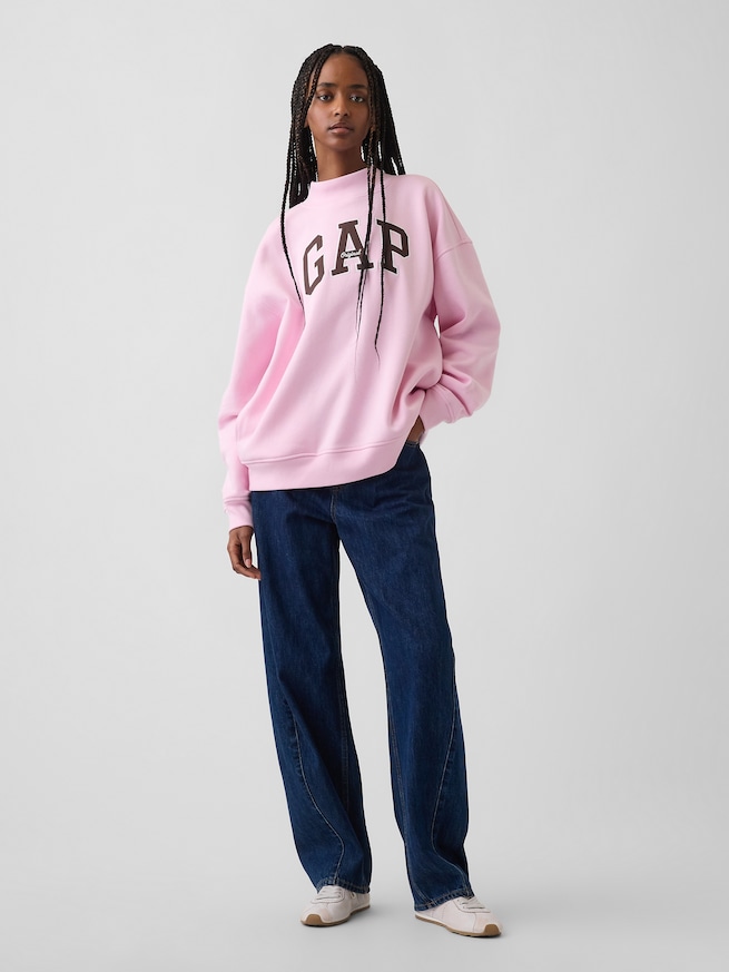 ヴィンテージソフト オーバーサイズ モックネック GAPロゴ スウェットシャツ-2