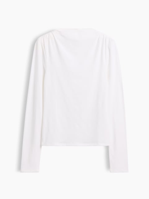 CloseKnit Jersey Funnel-Neck Ruched T-Shirt