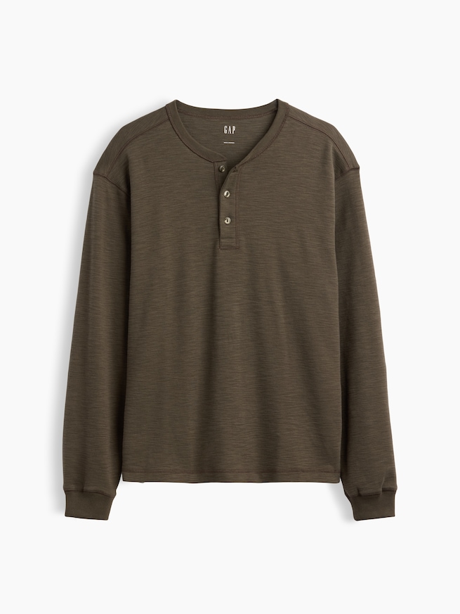 リラックスフィット ヘンリーネックTシャツ-4