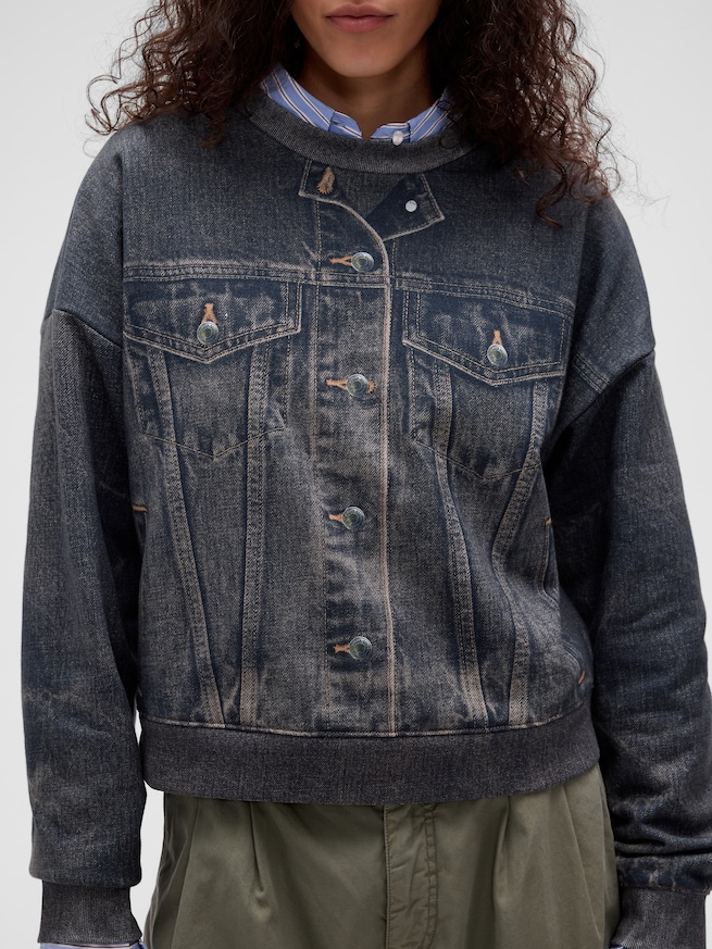 GapStudio プリント デニム スウェットシャツ-4