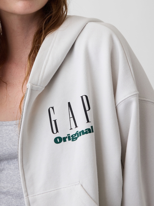 ヘビーウェイト フレンチテリー オーバーサイズ GAPロゴ ジップアップパーカー-3