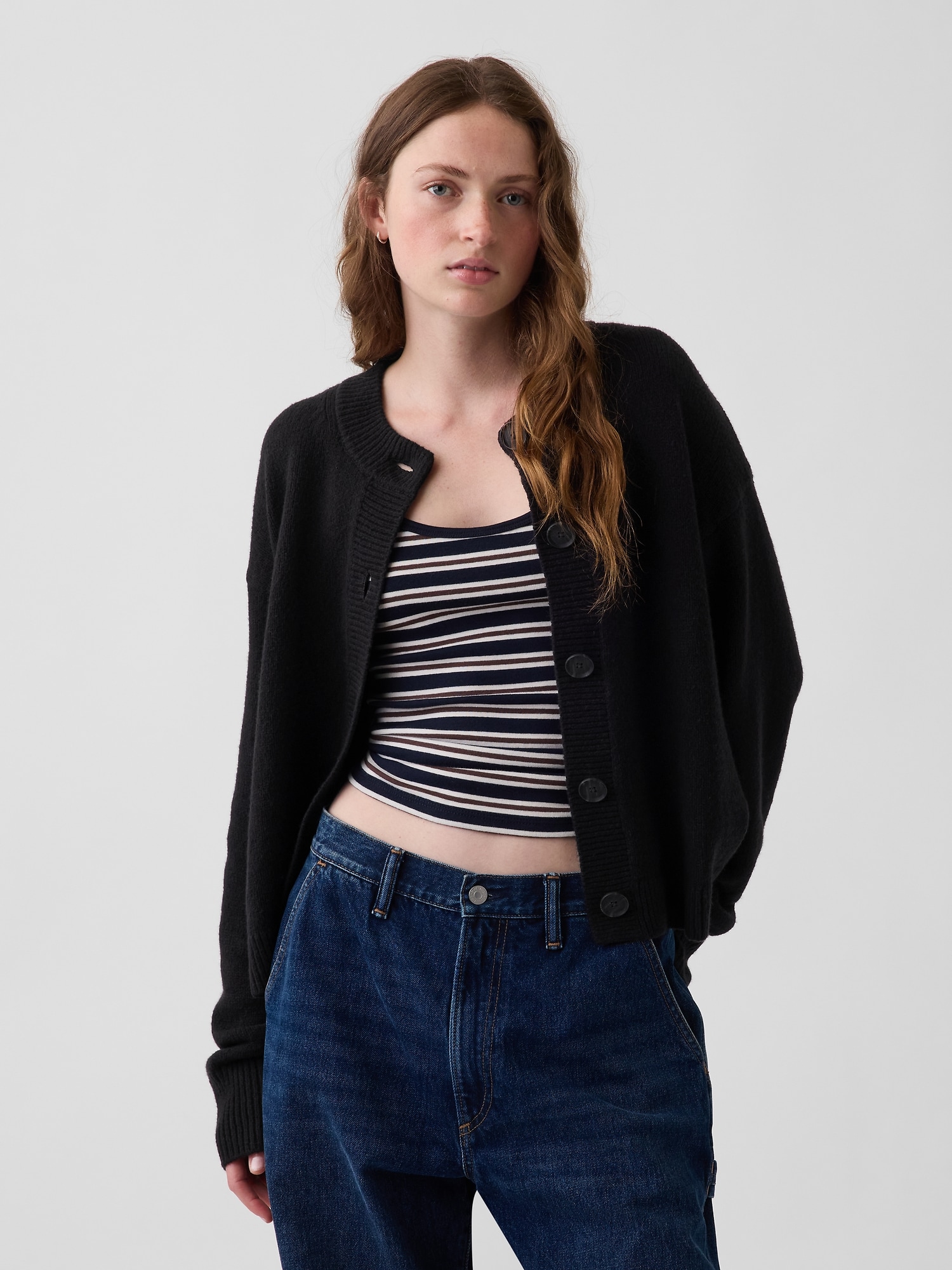 Gap Cashsoft Oversized Chunky Cardigan In Black