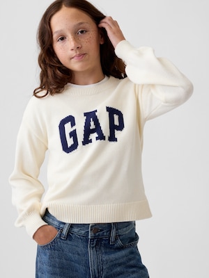 リラックスフィット GAPロゴ インターシャセーター (キッズ)
