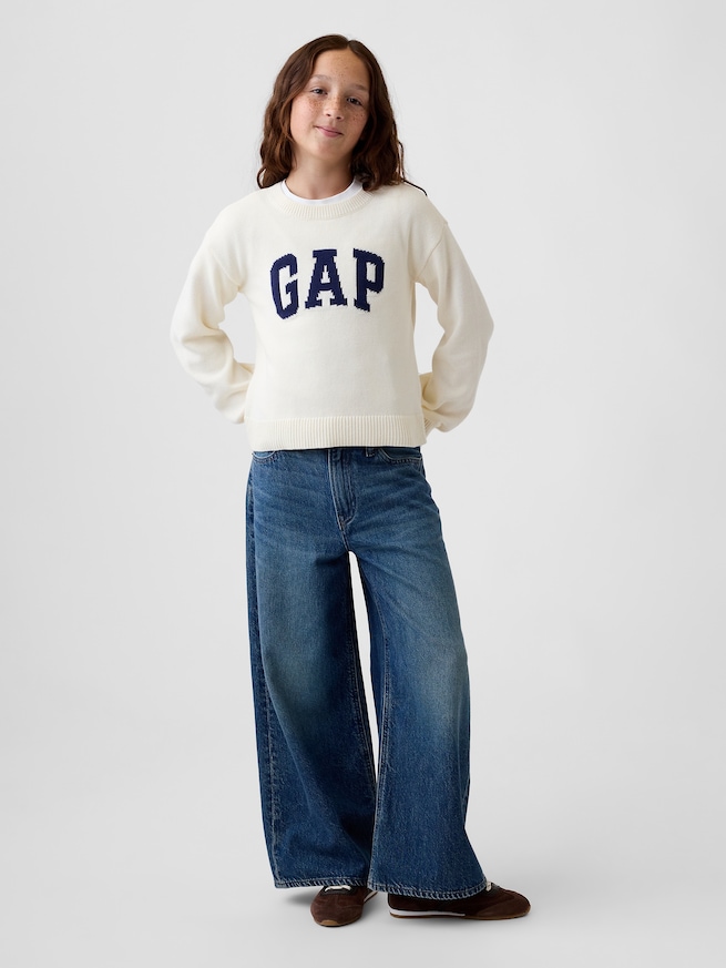 リラックスフィット GAPロゴ インターシャセーター (キッズ)-3
