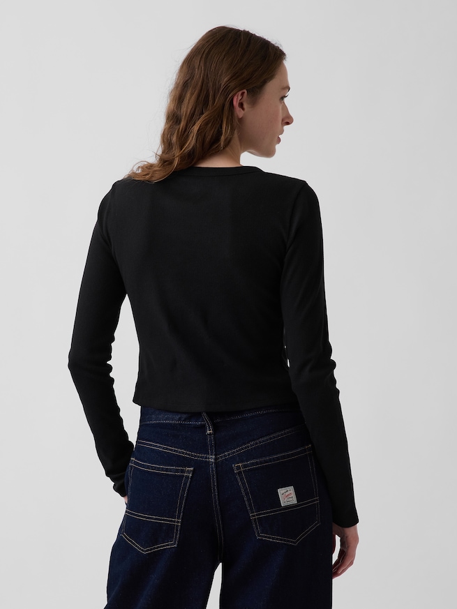 リブ クロップド GAPロゴTシャツ-2