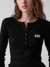 リブ GAPロゴ ヘンリーネックTシャツ-3