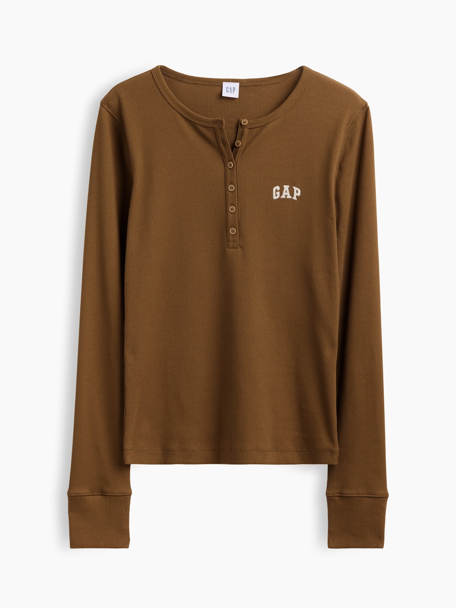 Gap公式オンラインストア | リブ GAPロゴ ヘンリーネックTシャツ