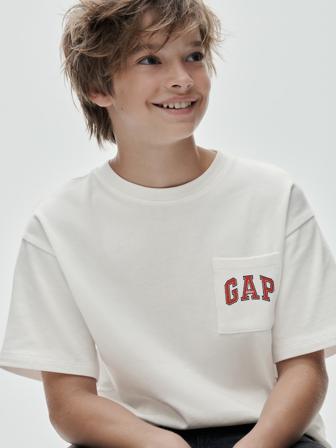 ヘビーウェイト リラックスフィット GAPロゴTシャツ (キッズ)-4