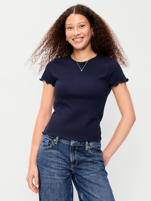 T-SHIRT AJUSTÉ COURT EN TRICOT GAUFRÉ