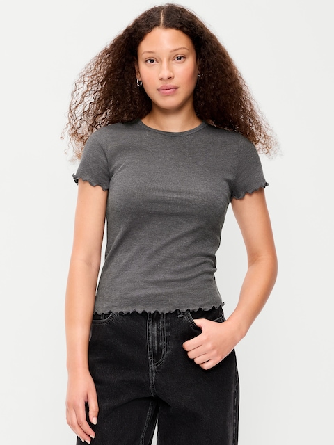 T-SHIRT AJUSTÉ COURT EN TRICOT GAUFRÉ