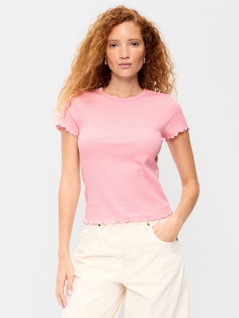 T-SHIRT AJUSTÉ COURT EN TRICOT GAUFRÉ